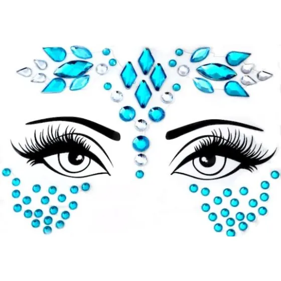 Set De 6 Face Gems Catrina Rostro Disfraz Piedras Sticker