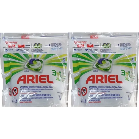Pack X 2 Ariel Detergente En Capsulas 3en1 Power Pods 16 Und
