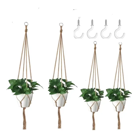 Colgador De Plantas | Macramé | Hecho A Mano 4 Piezas
