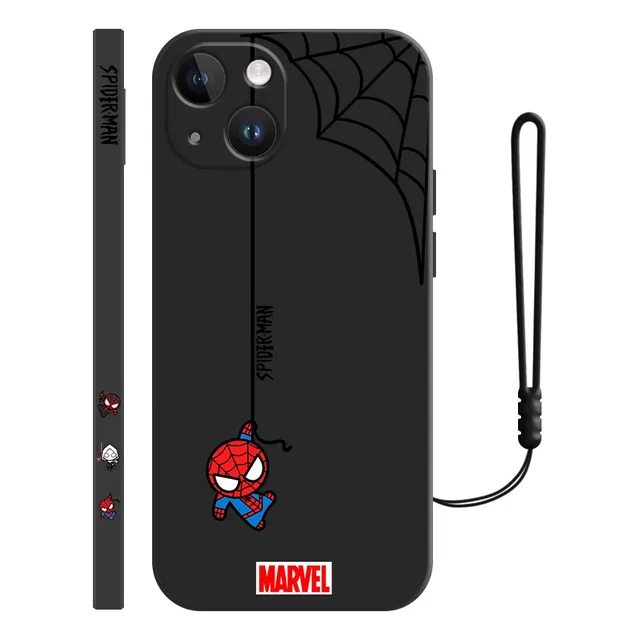 Funda De Silicona Diseño De Spiderman Para iPhone + Correas