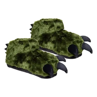 Pantufa Dinossouro T-rex Verde Com Garras Izolamento Térmico Pantufa Dinossouro T-rex Verde Com Garras Izolamento Térmico