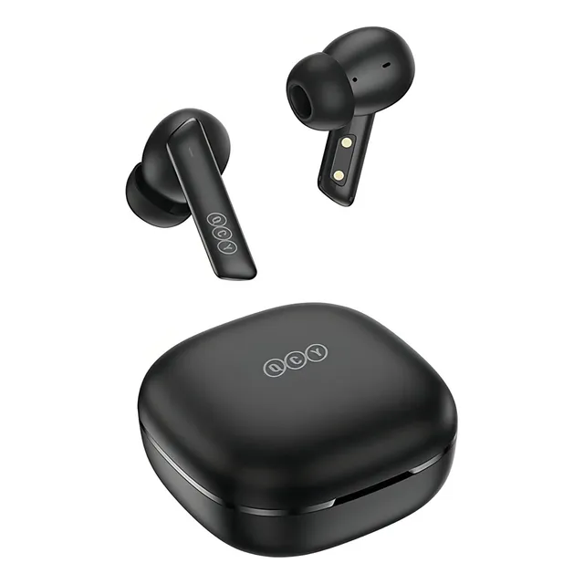 Audífonos inalambricos In-ear Auriculares Bluetooth QCY HT05 Con Manos Libres, Bajos Potentes, 30h, 6 Micros Para Cancelación De Ruido, ANC, Sonido De Calidad,IPX5, Color Negro