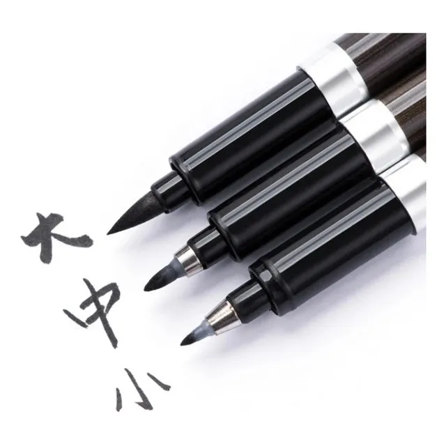 Set De 3 Plumones Para Dibujo Y Caligrafía/ (japan Material) Color De La Tinta Negro Color Del Exterior Café
