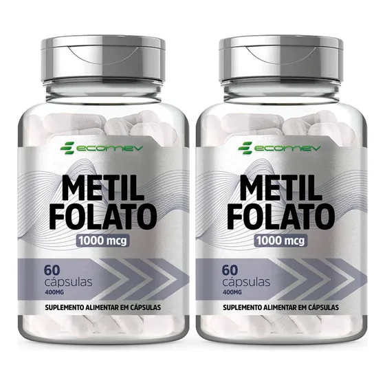 2x Metilfolato 1000mcg Acido Folico Ativo 120cáps Ecomev