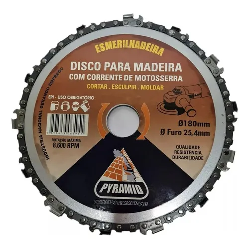 Disco Corrente Moto Serra Madeiras Entalhar Esculturas 180mm