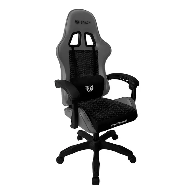 Silla gamer Balam Rush Power Rush V2 ergonomica reclinable 135° 120kg gris piel sintetica