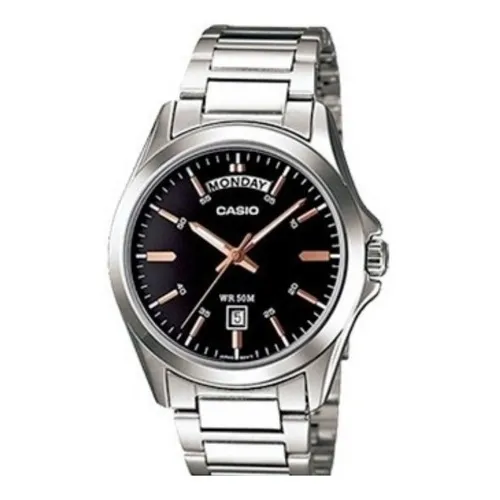 Reloj pulsera Casio MTP-1370D-1A2VD con correa de acero inoxidable color plateado