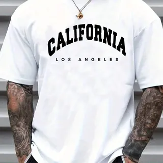 Playeras Hombres Estampado De Letras Manga Corta Moda Casual Blanco G Lisa