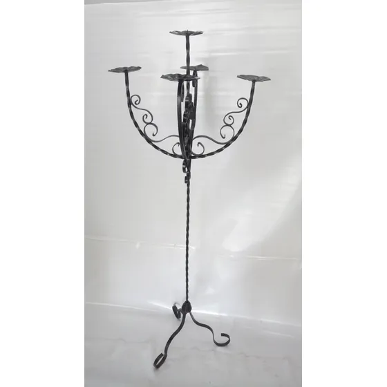 Candelabro De Pie En Hierro Forja 5 Velas