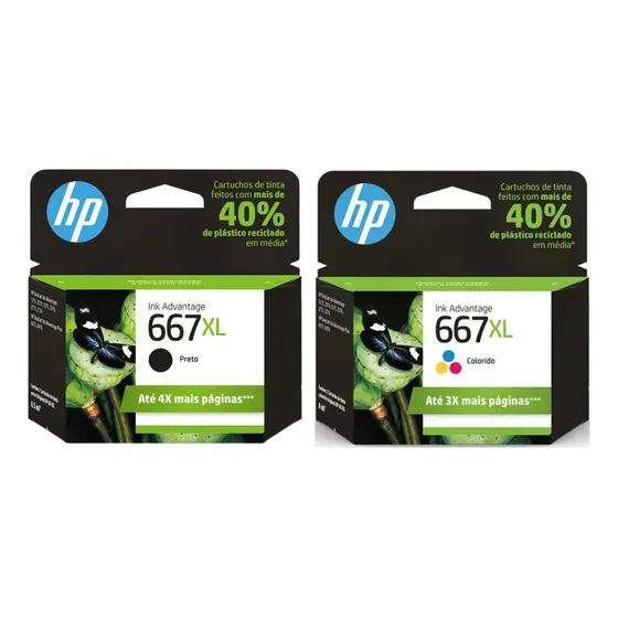 Kit Cartucho Hp 667 667xl Deskjet 2776 Preto E Color Full
