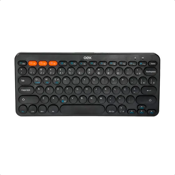 Teclado Sem Fio Bluetooth Oex Tc510 Retrô Plus Preto 