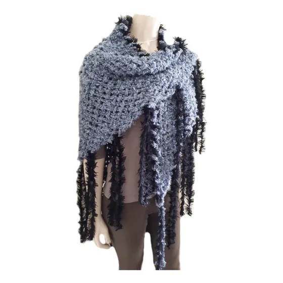 Chal Triangular Poncho Artesanal Tejido Telar Mujer Abrigo