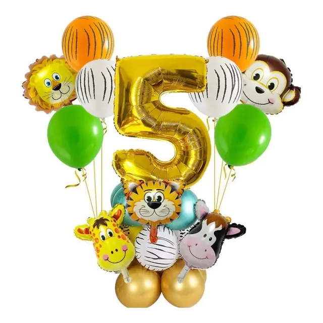 Kit Deco Feliz Cumple Animales Safari+numero 80cm A Eleccion