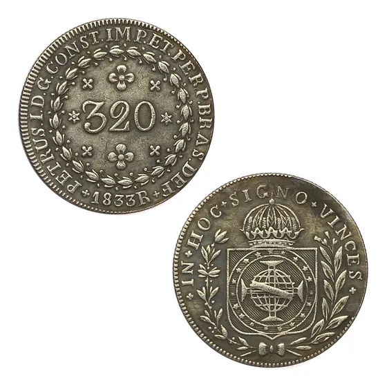 Moeda 320 Réis 1833 - R - 29,6mm - Cópia
