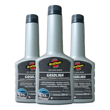 Kit 3 Melhor Aditivo Para Combustível Gasolina 250ml Premium