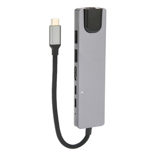 Hub De Encaixe Usb 3.0 6 Em 1 Tipo C Para Multimídia De Alta Hub De Encaixe Usb 3.0 6 Em 1 Tipo C Para Multimídia De Alta