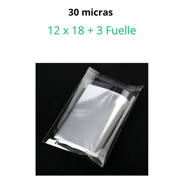 Bolsas Celofán Autoadhesivas Transparente 12x18/100 Unidades