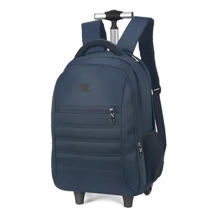 Mochila Executiva Carrinho Laptop Notebook Viagem Polo King Azul-marinho Liso