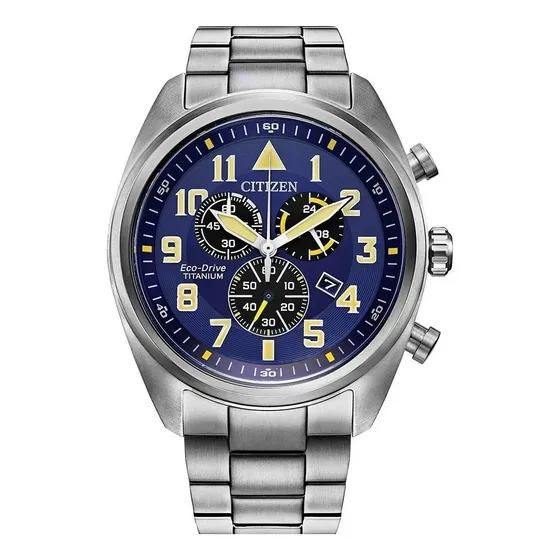 Citizen Garrison Blue Dial Titanium At2480-57l .... Dcmstore Color de la correa Plateado Color del bisel Plateado Color del fondo Azul