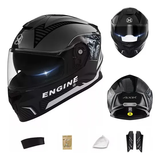 Banna Casco Abatible Moto Dot Lente Doble Transparente Y Negra