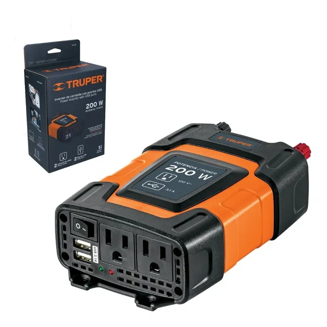 Inversor Conversor De Corriente Usb D 12v A 120v 200w Truper