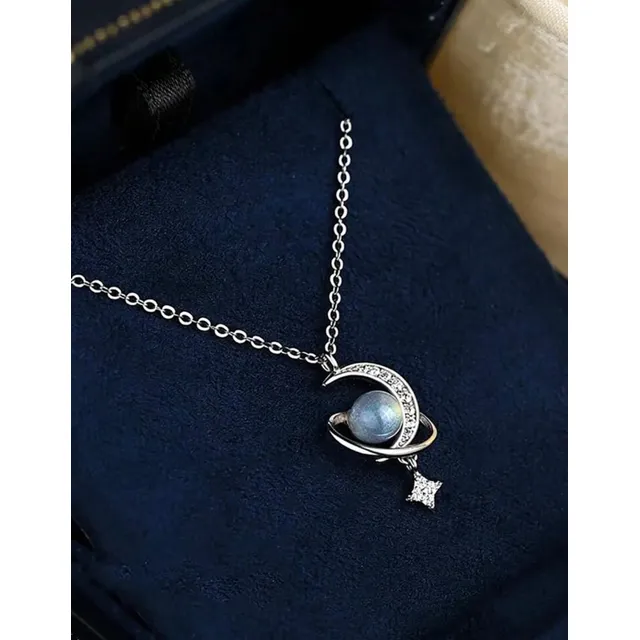 Collar De Plata Ley 925 Luna Y Estrella