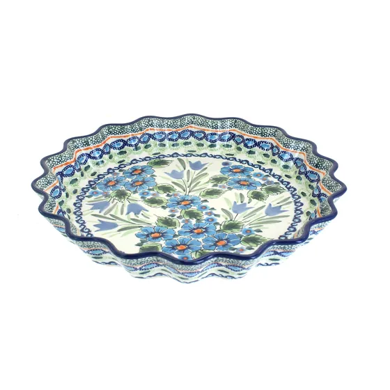 Plato Para Quiche Festoneado Ballina Esmalte Rosa Azul