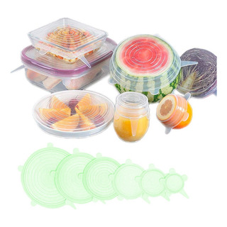 6pzs Tapas De Silicona Elástica Ajustable Alimentos Cocina 6pzs Tapas De Silicona Elástica Ajustable Alimentos Cocina