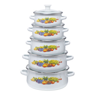 Set De 5 Ollas Cacerolas De Peltre Decoradas 5 Tapas Vidrio Set De 5 Ollas Cacerolas De Peltre Decoradas 5 Tapas Vidrio