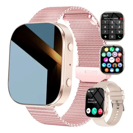Reloj Inteligente Deportivo Llamadas Bluetooth Doble Correa Rosa Mesh