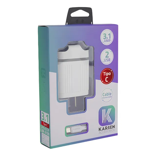 Cargador Rapido Usb Tipo C 3.1a Adaptador Pared Karsen 3150