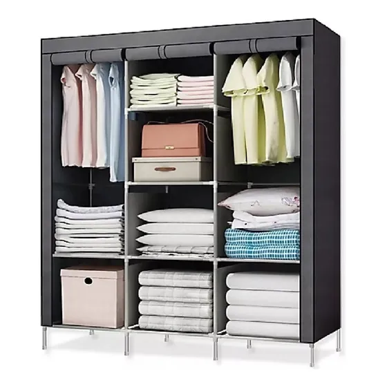 Closet Ropero Armable Armario De 3 Cuerpos De Tela 88130 Color Gris