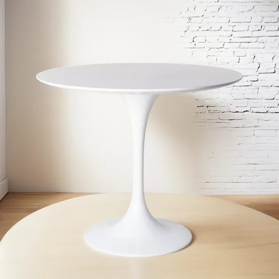 Mesa Tulip Tapa Madera Laqueada 80 Cm Base Metal Pintado