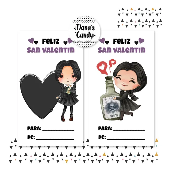 Kit Imprimible Tarjetas San Valentín Merlina