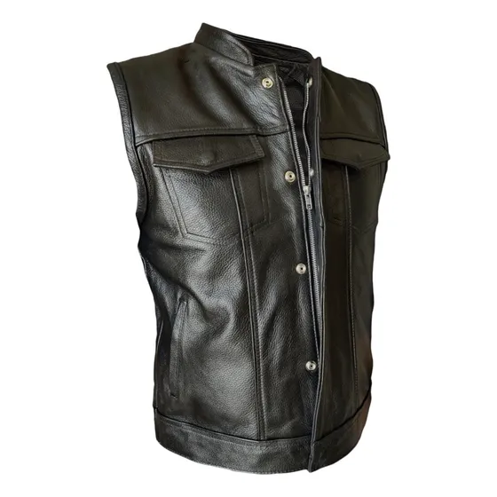 Chaleco De Piel Sons Of Anarchy Magnum Zipper Y Gun Pocket