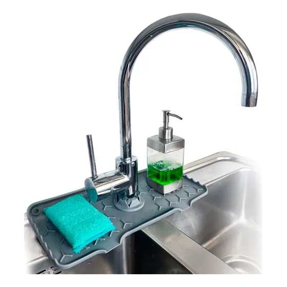 Organizador De Silicona Drenaje Canilla Monocomando Cocina Color Negro