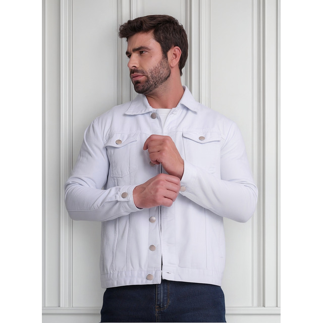 Jaqueta Jeans Sarja Masculina Fit Coloridas Casual Versátil Jaqueta Jeans Sarja Masculina Fit Coloridas Casual Versátil