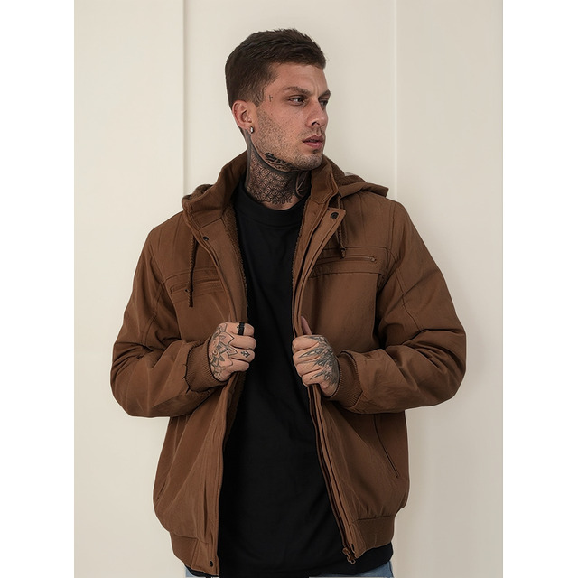 Casaco Masculino Plus Size Jaqueta Sarja Forrada Capuz Casaco Masculino Plus Size Jaqueta Sarja Forrada Capuz