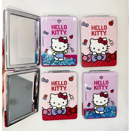 Espelho Portátil De Bolsa Hello Kitty Viagem Make Retoque Rosa