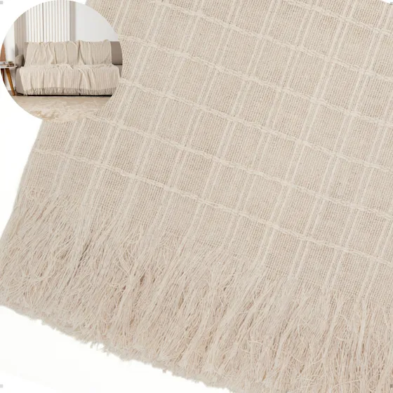 Manta De Sofa Bege Grande Colcha Decorativa Protetora