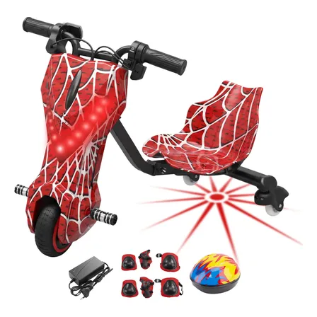 Patinete Elétrico 3 Rodas Triciclo Infantil Drift Bluetooth Vermelho
