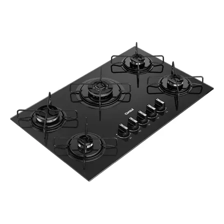 Cooktop 5 Bocas Gás Consul Mesa De Vidro Temperado - Cds75ae Preto 127/220v