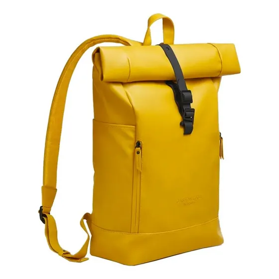 Mochila Gaston Luga Rullen Mostaza/negro Color Amarillo Diseño de la tela Liso