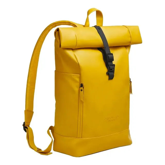 Mochila Gaston Luga Rullen Mostaza/negro Color Amarillo Diseño de la tela Liso