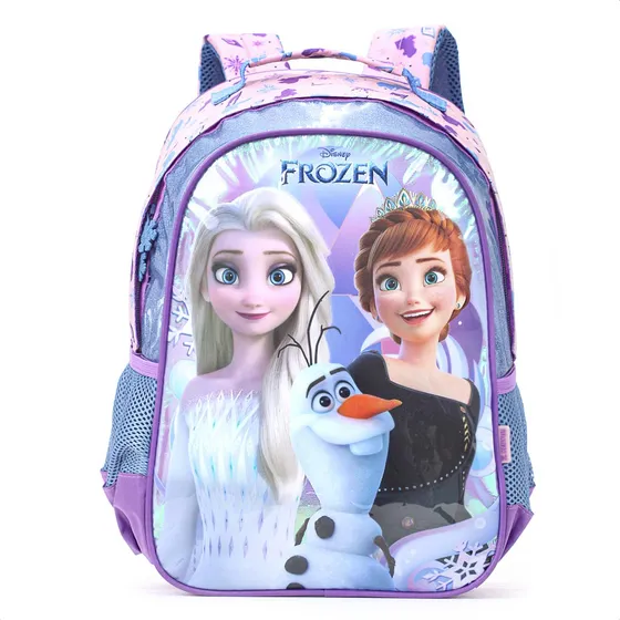 Mochila Escolar Xeryus 16 Disney Frozen Holográfico 13182 Roxo e Rosa Infantil