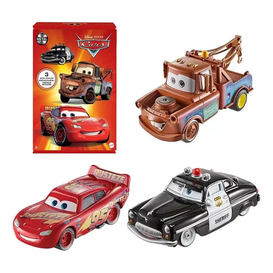 Set Cars Metal X3 Rayo Mcqueen Sheriff Mate Original Mattel