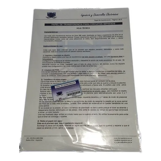 Wet Transfer Papel Termico Transferencia Pcb Impresos X25