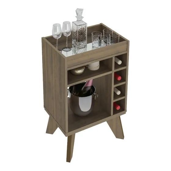 Bar Retro Deco Mueble Para Bebidas Y Botellas Color Marrón