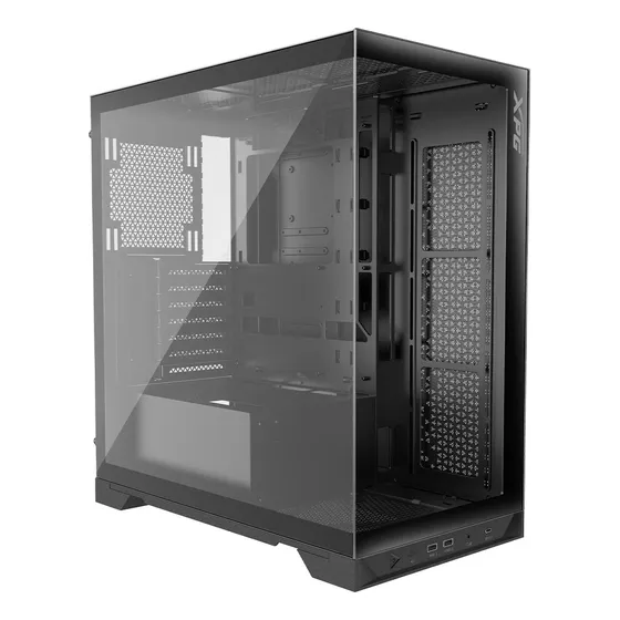Gabinete Xpg Invader X Black / Cristal Templado / Atx / Usb 3.2 / Audio Hd / Incluye 5 Ventiladores / Invaderxmt-bkcww/negro