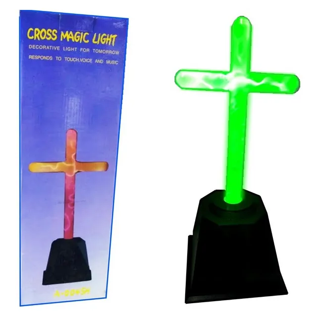 Lampara 32cm Forma De Cruz Con Luz Plasma Neón Color Verde